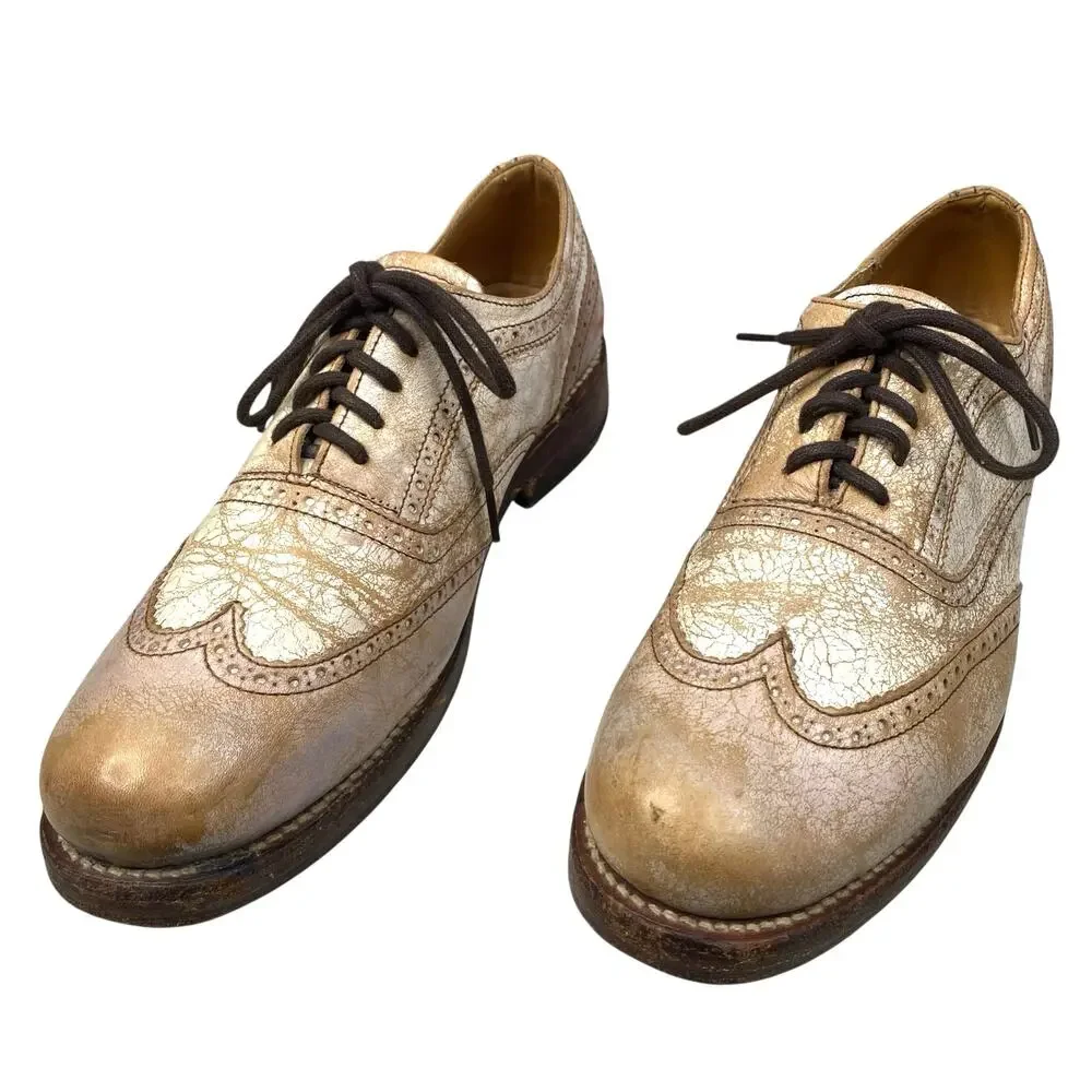 Bed Stu Men’s Lita Tan Distressed Leather Wingtip Oxford Size US 8.5